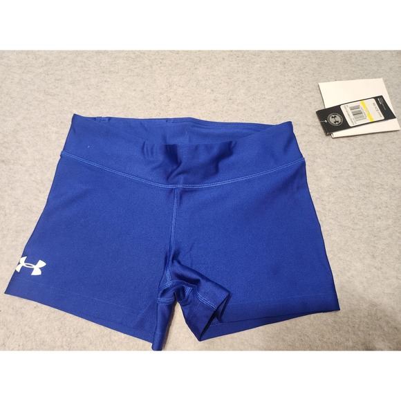 Under Armour Shorts Womens Medium Blue HeatGear Compression Athletic Gym Running - Picture 1 of 5